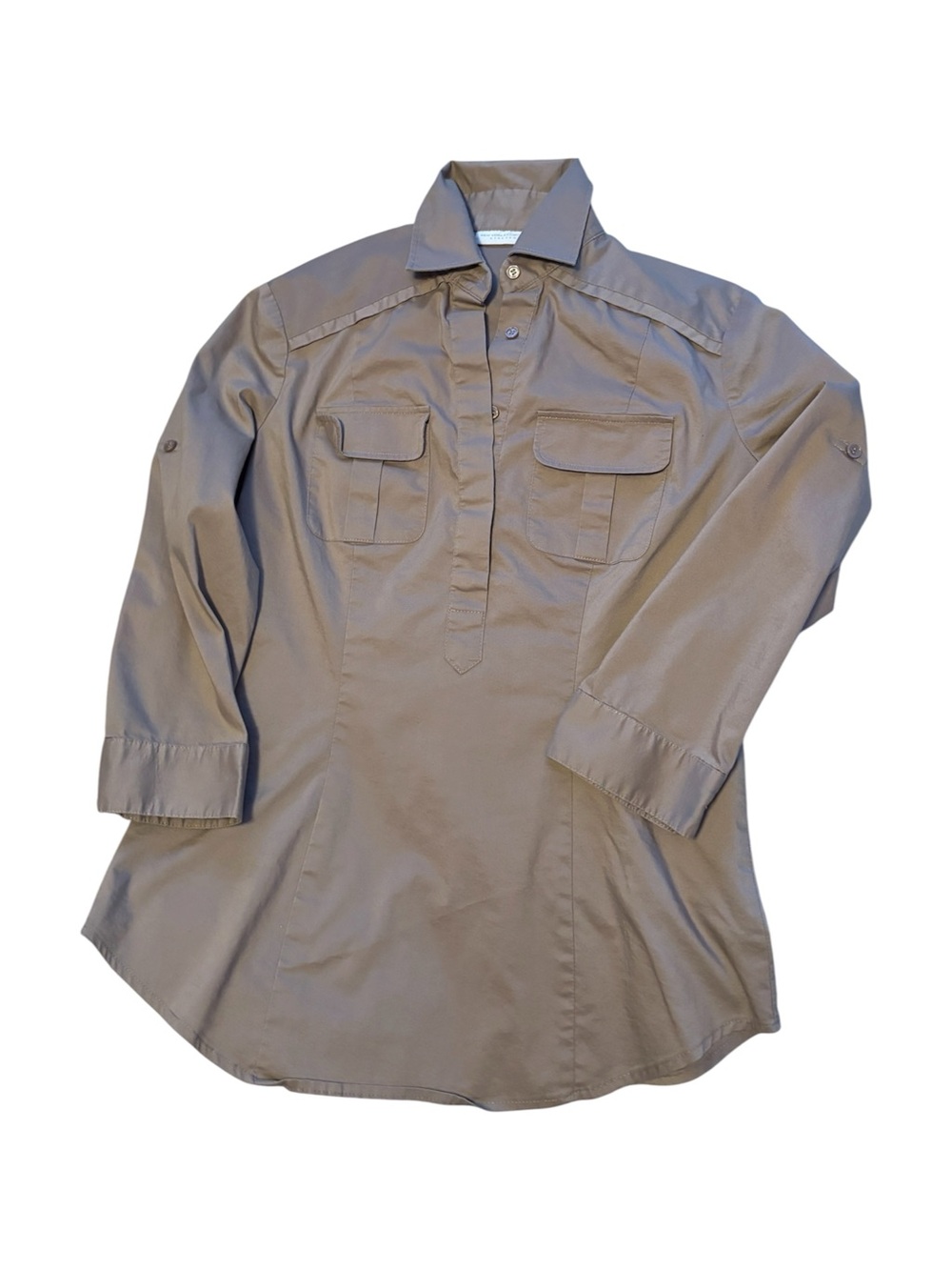 New York & Company Khaki Safari Utility Pullover Shirt - XS